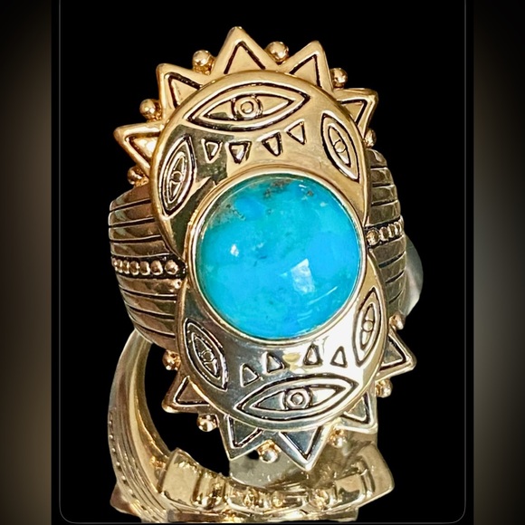 Yellow Gold with Turquoise Ring! 8 - Picture 2 of 9